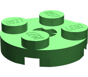 LEGO Fel groen Plaat 2 x 2 Rond met As gat (met 'X'-vormig asgat) (4032)