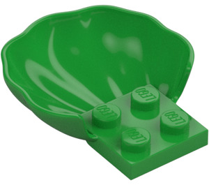 LEGO Fel groen Plaat 2 x 2 met Halve Shell (18970)