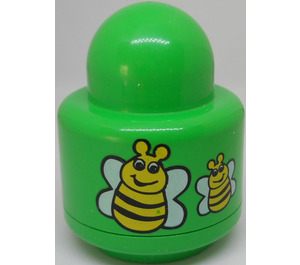 LEGO Bright Green Primo Round Rattle 1 x 1 Brick with 4 bees (2 groups of 2 bees) (31005)