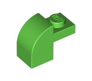 LEGO Leuchtend grün Steigung 1 x 2 x 1.3 Gebogen mit Platte (6091 / 32807)