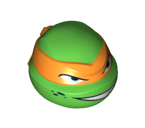 LEGO Vert Clair Teenage Mutant Ninja Turtles Tête avec Michelangelo Orange Masquer et Sneer (17828)