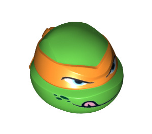 LEGO Bright Green Teenage Mutant Ninja Turtles Head with Michelangelo Orange Mask and Tongue Out (13013)