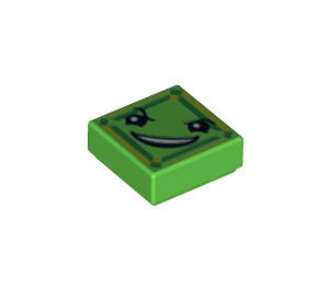 LEGO Bright Green Tile 1 x 1 with Green Kryptomite Face with Groove (3070 / 29404)