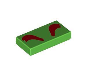 LEGO Bright Green Tile 1 x 2 with Eyebrows with Groove (3069 / 79879)