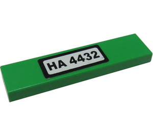 LEGO Bright Green Tile 1 x 4 with "HA 4432" Sticker (2431 / 91143)