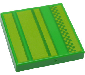 LEGO Bright Green Tile 2 x 2 with Green  / Lime Lines with Groove (3068 / 69920)
