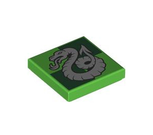LEGO Bright Green Tile 2 x 2 with Slytherin Symbol with Groove (3068 / 106250)