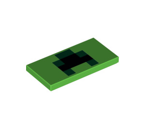 LEGO Bright Green Tile 2 x 4 with Minecraft Creeper Mouth (66768 / 87079)