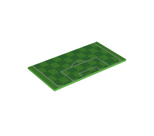 LEGO Klargrön Bricka 8 x 16 med Fotboll Pitch goal med bottenrör, strukturerad topp (66750 / 90498)