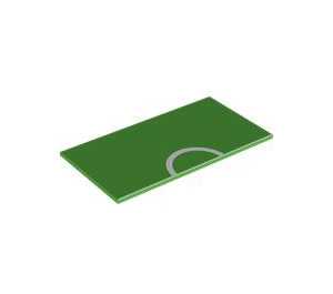 LEGO Bright Green Tile 8 x 16 with Half-Circle Soccer Field Marking with Bottom Tubes, Textured Top (90498 / 101350)