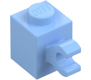 LEGO Bright Light Blue Brick 1 x 1 with Horizontal Clip (60476 / 65459)