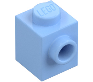 LEGO Leuchtendes Hellblau Stein 1 x 1 mit Noppe auf Ein(e) Seite (87087)