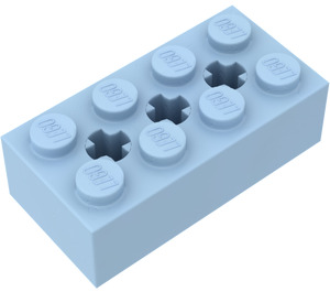 LEGO Leuchtendes Hellblau Stein 2 x 4 mit Achse Löcher (39789)