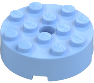 LEGO Bright Light Blue Brick 4 x 4 Round with Hole (87081)