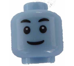 LEGO Bleu Clair Brillant Tête avec Queasy Face (Montant solide encastré) (3626)