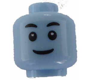 LEGO Bright Light Blue Head with Queasy Face (Recessed Solid Stud) (3626)