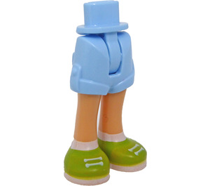 LEGO Bright Light Blue Hip with Rolled Up Shorts with Bright Green shoes with Thin Hinge (36198)