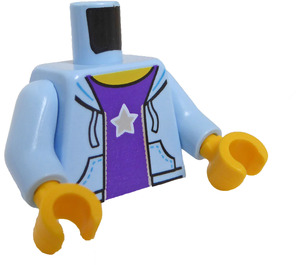 LEGO Leuchtendes Hellblau Kapuzenpullover Torso mit Dark Lila Hemd mit Stern (973 / 76382)