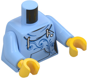 LEGO Lyseblå Hættetrøje med Foran Pocket og Blå Swirls Kvinde Torso (973 / 76382)