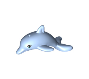 LEGO Bright Light Blue Jumping Dolphin with Bottom Axle Holder with Large Eyes and Eyelashes Almond Shape Eyes (13392 / 90205)
