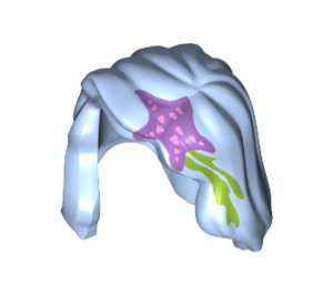 LEGO Bright Light Blue Mid-Length Hair with Side Parting with Starfish and Green (16059 / 85974)