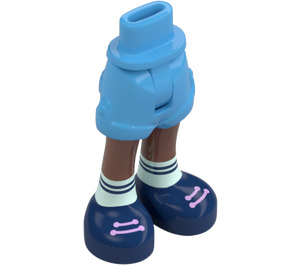 LEGO Bright Light Blue Minidoll Hip with Rolled Up Shorts with Dark Blue Shoes (Thin Hinge) (36198)