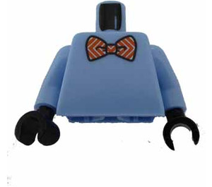 LEGO Leuchtendes Hellblau Minifigur Torso mit Weiß und Orange Streifen Tie Bogen (973)