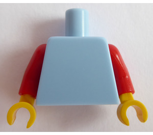 LEGO Helder Lichtblauw Vlak Torso met Rood Armen en Geel Handen (76382 / 88585)