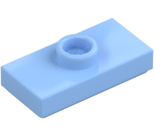 LEGO Leuchtendes Hellblau Platte 1 x 2 mit 1 Noppe (mit Nut und unterem Noppenhalter) (15573 / 78823)