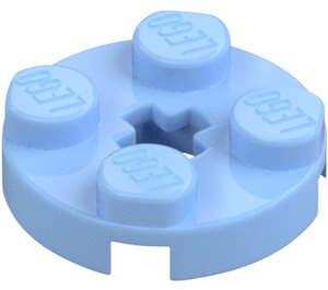 LEGO Leuchtendes Hellblau Platte 2 x 2 Rund mit Achsloch (mit 'X'-Achsloch) (4032)