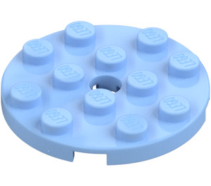 LEGO Bright Light Blue Plate 4 x 4 Round with Hole and Snapstud (60474)