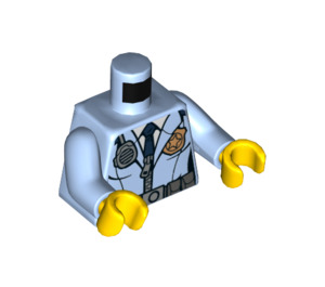 LEGO Helder lichtblauw Politie Jasje met Riem, Tie, Radio en Kenteken Vrouwelijk Torso (973 / 76382)