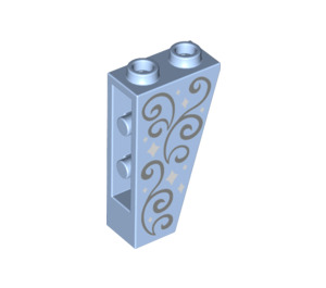 LEGO Bright Light Blue Slope 1 x 2 x 3 (75°) Inverted with Silver Swirls (2449 / 24930)