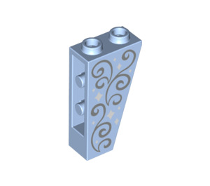 LEGO Leuchtendes Hellblau Schrägstein 1 x 2 x 3 (75°) Invers mit Silber Swirls (2449 / 24930)