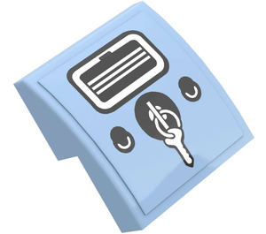 LEGO Bright Light Blue Slope 2 x 2 x 0.7 Curved Inverted with Two Buttons, Ignition with Key and Air Vent Sticker (32803)
