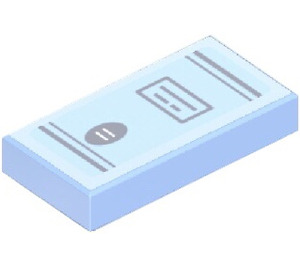 LEGO Bright Light Blue Tile 1 x 2 with Oval, Rectangle and Lines Sticker with Groove (3069)