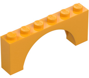 LEGO Leuchtendes helles Orange Bogen 1 x 6 x 2 Mittlere Dicke oben (15254)