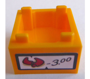 LEGO Orange clair brillant Boîte 2 x 2 avec '3.00' Price Autocollant (59121)
