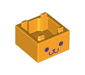 LEGO Bright Light Orange Box 2 x 2 with Smiling Face (2821 / 104482)