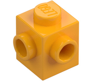 LEGO Lysorange Klods 1 x 1 med To knops på Adjacent Sider (26604)