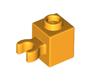 LEGO Helles Licht Orange Backstein 1 x 1 mit Vertikale Clip (O-Clip öffnen, Hohlbolzen) (60475 / 65460)