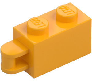 LEGO Bright Light Orange Brick 1 x 2 with Hinge Shaft (Flush Shaft) (34816)