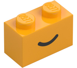 LEGO Lysorange Klods 1 x 2 med Smile med bundrør (102574 / 102701)