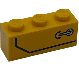 LEGO Bright Light Orange Brick 1 x 3 with Door Handle, Black Stripe (left) Sticker (3622)