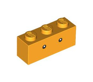 LEGO Bright Light Orange Brick 1 x 3 with Sumo Bro Eyes (3622 / 94881)