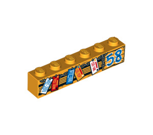 LEGO Bright Light Orange Brick 1 x 6 with Numberplates and 58 (3009 / 34700)