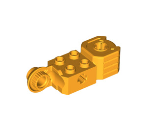 LEGO Orange clair brillant Brique 2 x 2 avec Essieu Trou, Verticale Charnière Joint, et Fist (47431)