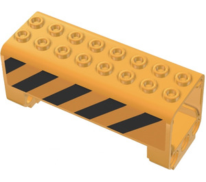 LEGO Klar Ljus Orange Kran Sektion 3 x 8 x 4 med 6 Stift Hål med Diagonal Svart Ränder (Both Sidor) Klistermärke (3777)