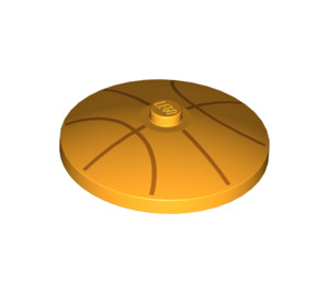 LEGO Helder Lichtoranje Dish 4 x 4 met Oranje Basketball Strepen (Massieve Stud) (3960 / 38740)
