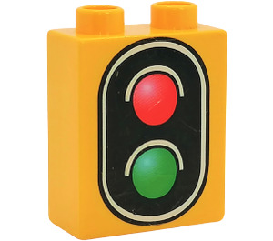 LEGO Bright Light Orange Duplo Brick 1 x 2 x 2 with Traffic Light without Bottom Tube (49564 / 52381)